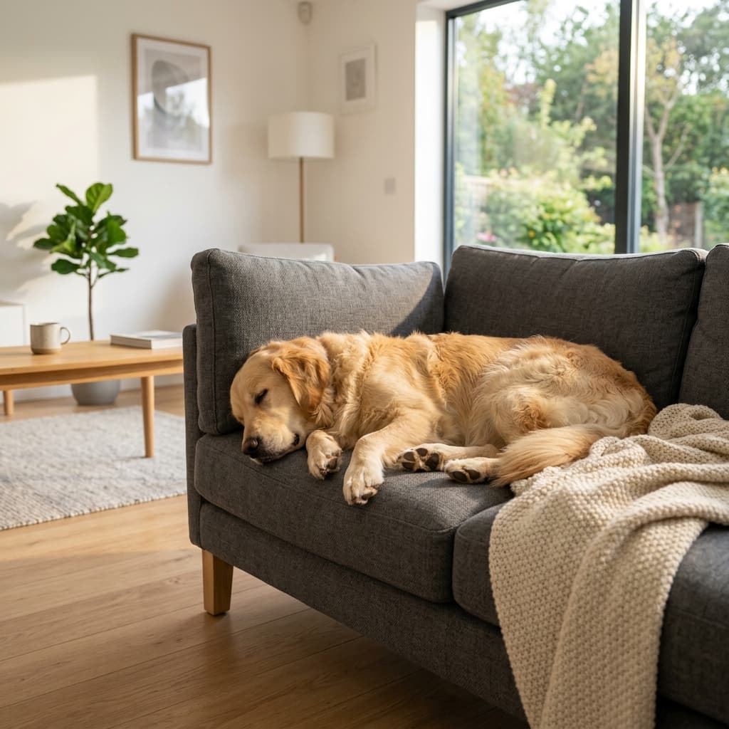 Pet descansando em sofá limpo